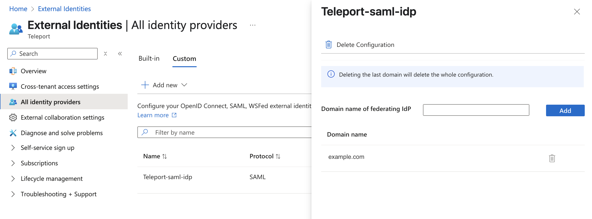 Entra ID associate new domain with the IdP